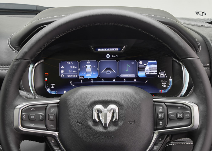 RAM steering wheel with drivers display screen